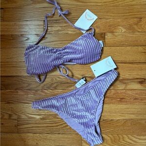 NWT Dippin Daisys Purple Velvet Bikini 2 Piece Swimsuit